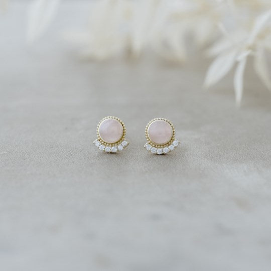 Admiration Studs-rose quartz