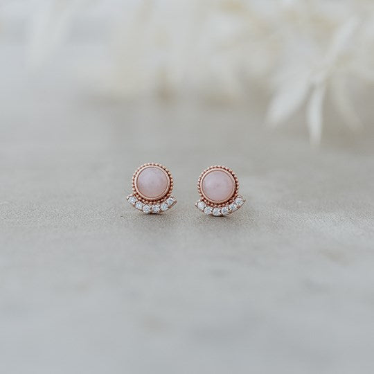 Admiration Studs-rose quartz