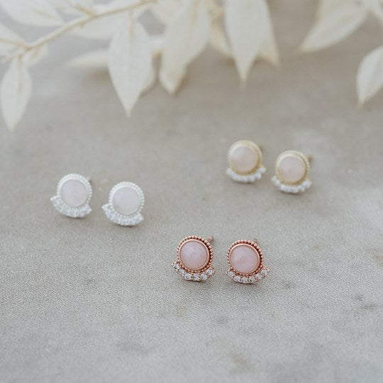 Admiration Studs-rose quartz