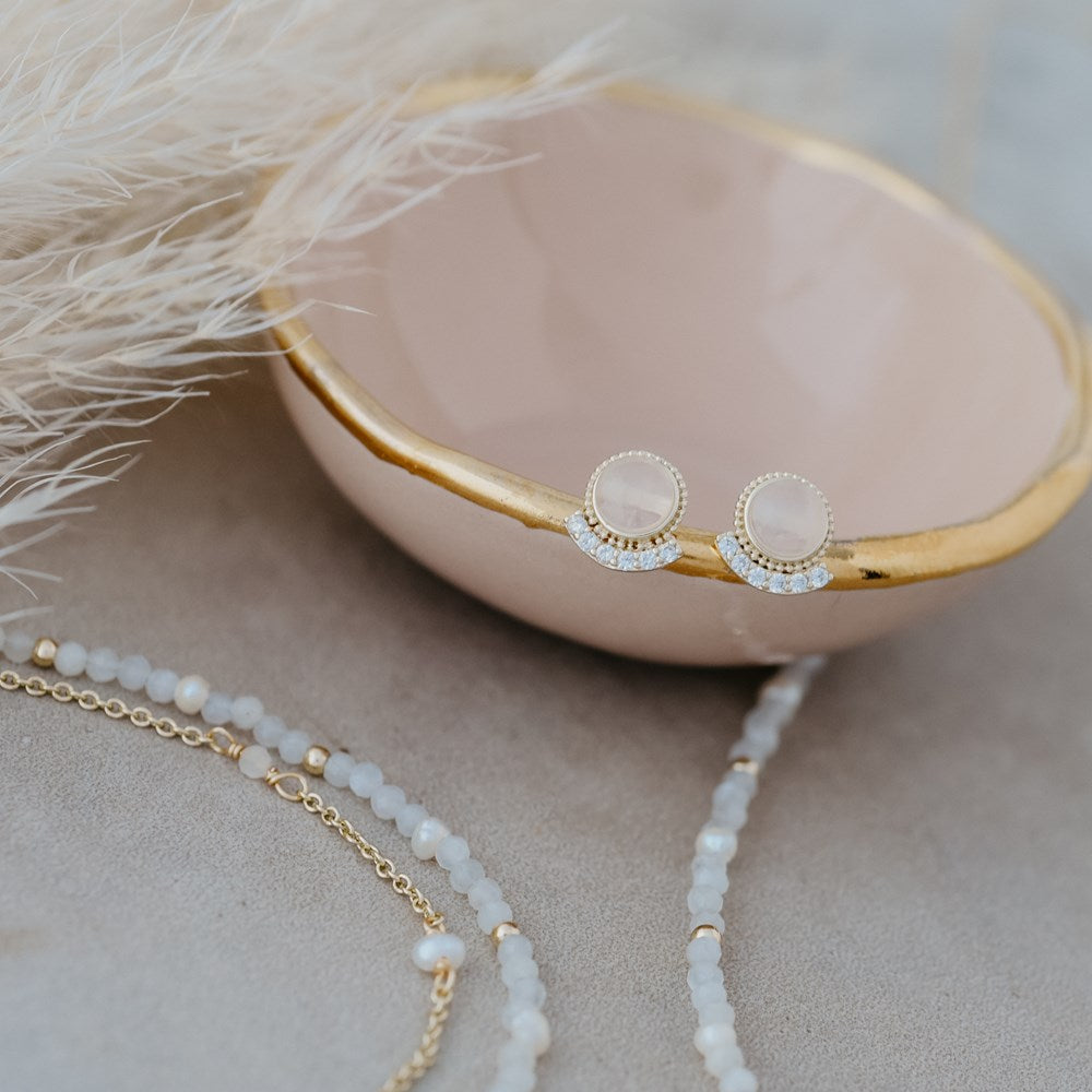 Admiration Studs-rose quartz