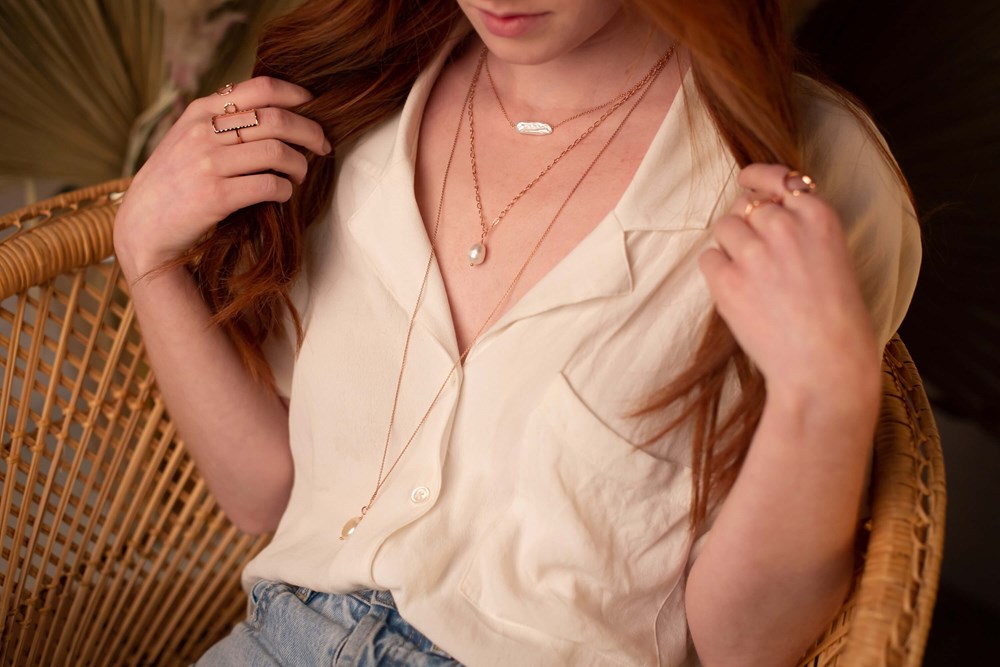 Veda Necklace-white pearl
